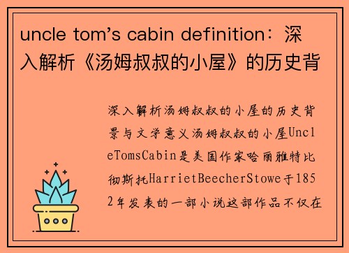 uncle tom's cabin definition：深入解析《汤姆叔叔的小屋》的历史背景与文学意义